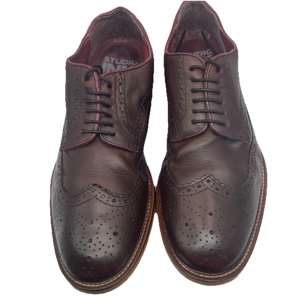 Studio Ink Mens Merlot Size 9 Carthage Brocade Wingtip Oxford Leather Dress Shoe